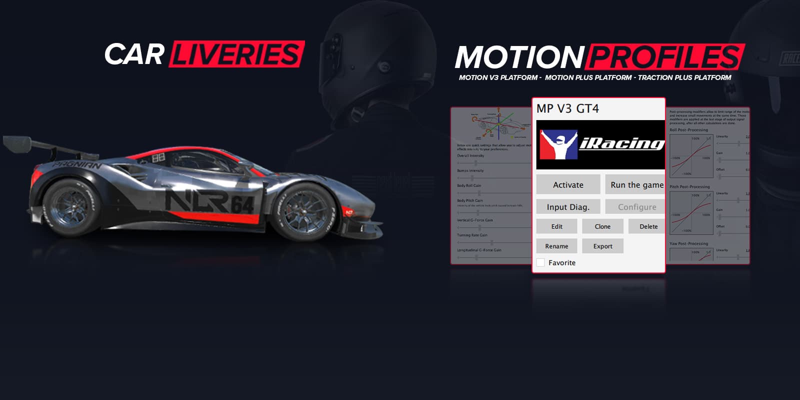 Profils de mouvement et livrées de voiture téléchargeables de Next Level Racing