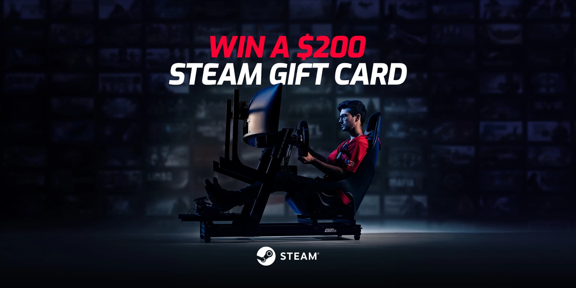Gagne une carte cadeau Steam de 200 $ avec ta prochaine commande NEXT LEVEL RACING®